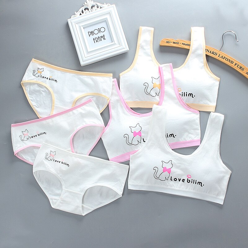Girls bra set cotton development stage vest vest children's bra cotton summer bra underwear set teenage girls clothing