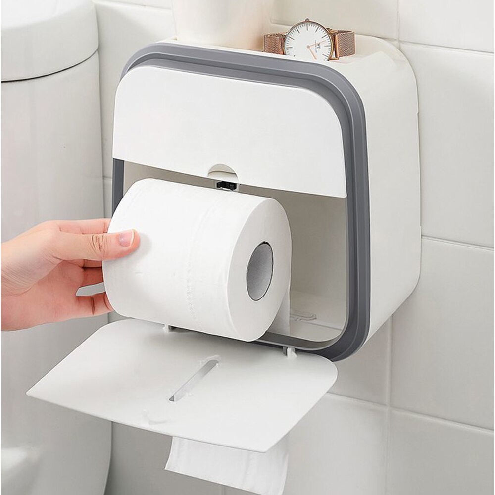 Tissue Box Storage Tissue Box Cover Toilet Tissue Box Toilet Toilet Paper Rack Wall-mounted Pumping Box Perforated Tissue Rack