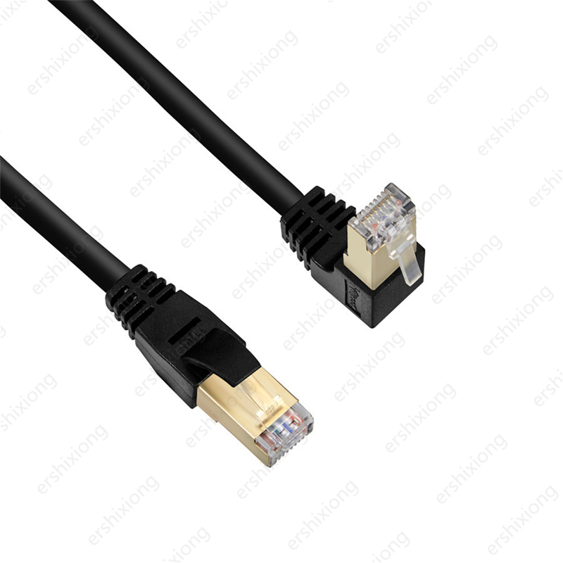 Cat7 kabel Ethernet RJ45 SFTP kabel krosowy 90 stopni kąt prosty do sieci komputerowe laptopa Modem Router 0.3m przewód Lan