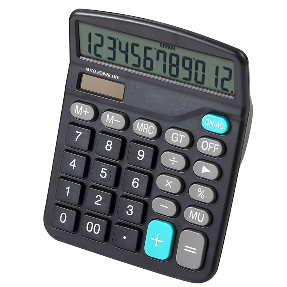12-Digit Office Finance Calculator Calculate Commercial Tool Solar Battery Basic Electronic Calculator Solar Battery Dual Power