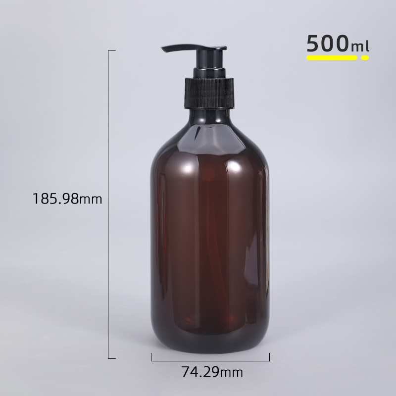 Tom tvålflaska för husdjur brun badrumsduschgel påfyllningsbara flaskor schampotvätt hårbalsam lotions pressautomat: 500ml