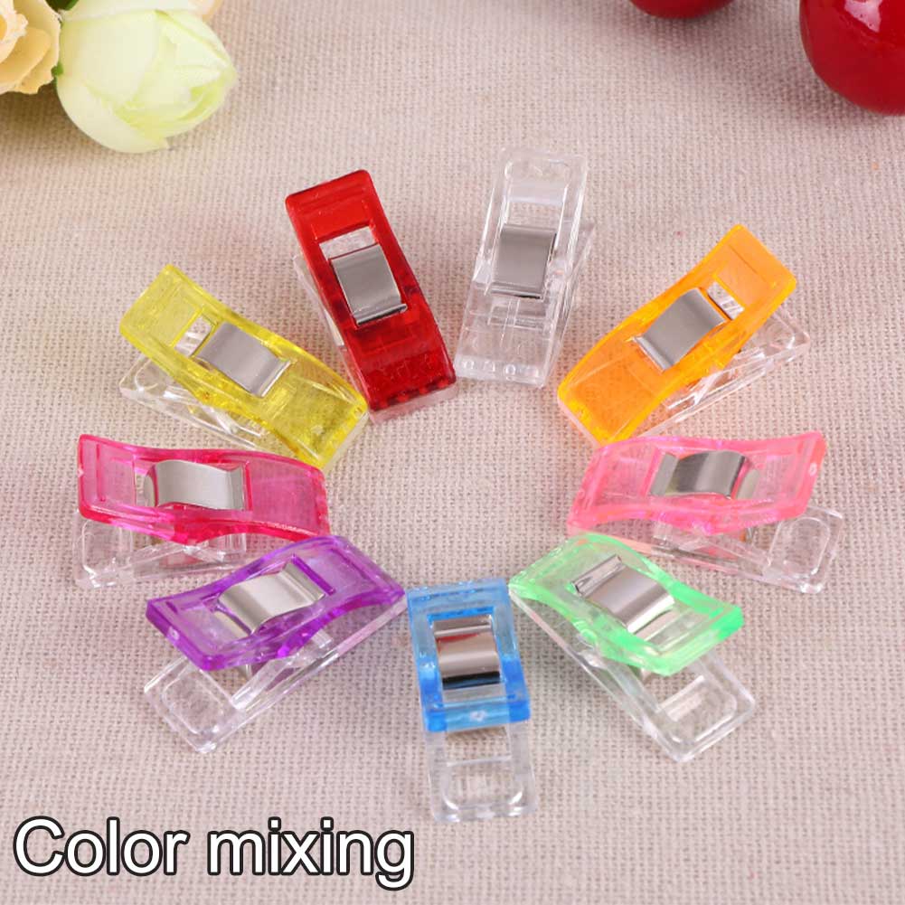 50pcs Sewing Clip Plastic Clamp Practical Patchwork Tool Fastener Fabric Craft Easy Apply Hemming DIY Knitting Multicolor