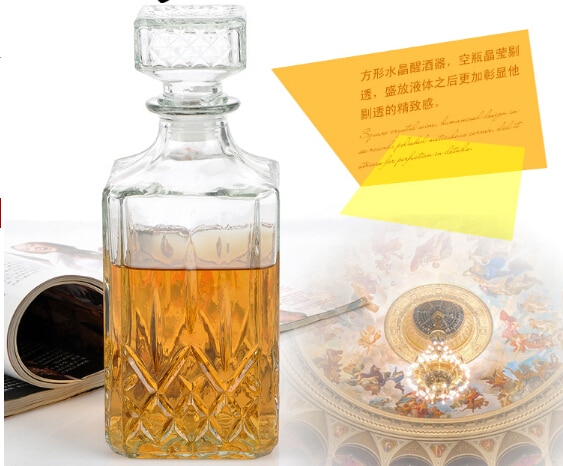 1PC offre spéciale luxe sans plomb carré verre bouteille de vin whisky décanteur alcool conteneur verseur vin Carafe 800ML JR 1084