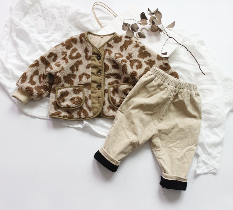 Winter Baby Jongens Dikker Warme Jassen Koreaanse Stijl Luipaard Lam Fleece Kinderen Bovenkleding Kinderkleding