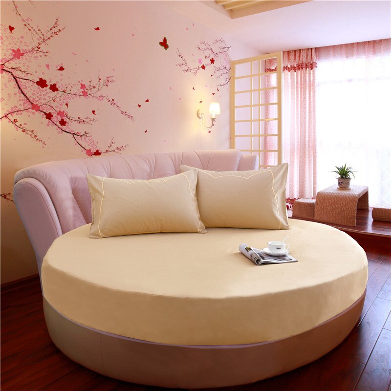 100%  runda bomullslakan romantiska enfärgade runda lakan sängkläder set övermadrass 200cm 220cm tema hotell: 005 / Diameter 200cm