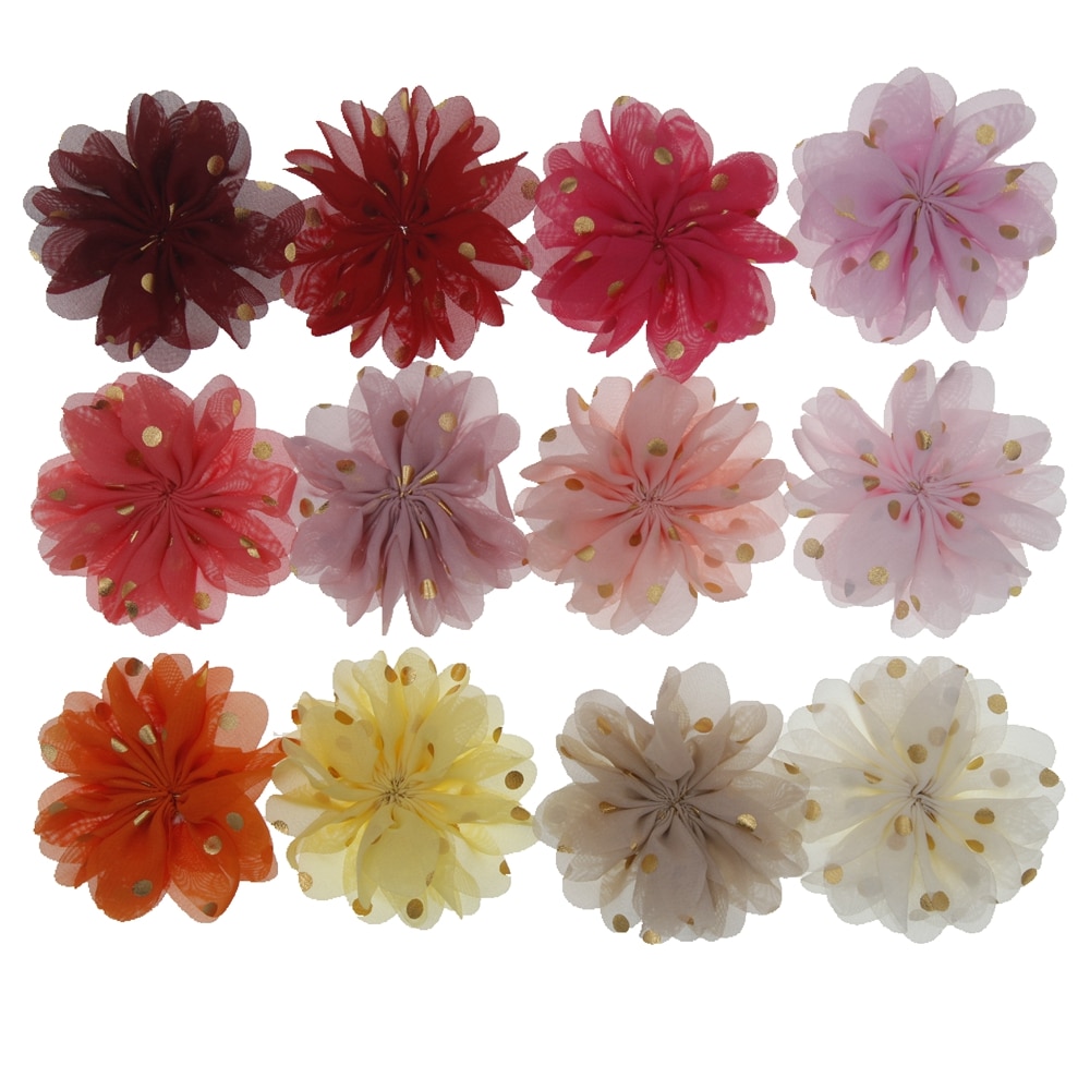 10/5PCS Chiffon Flowers Boutique hair accessories DIY Flower Headwear Accessory Hair Flowers No Hair Clip for headband