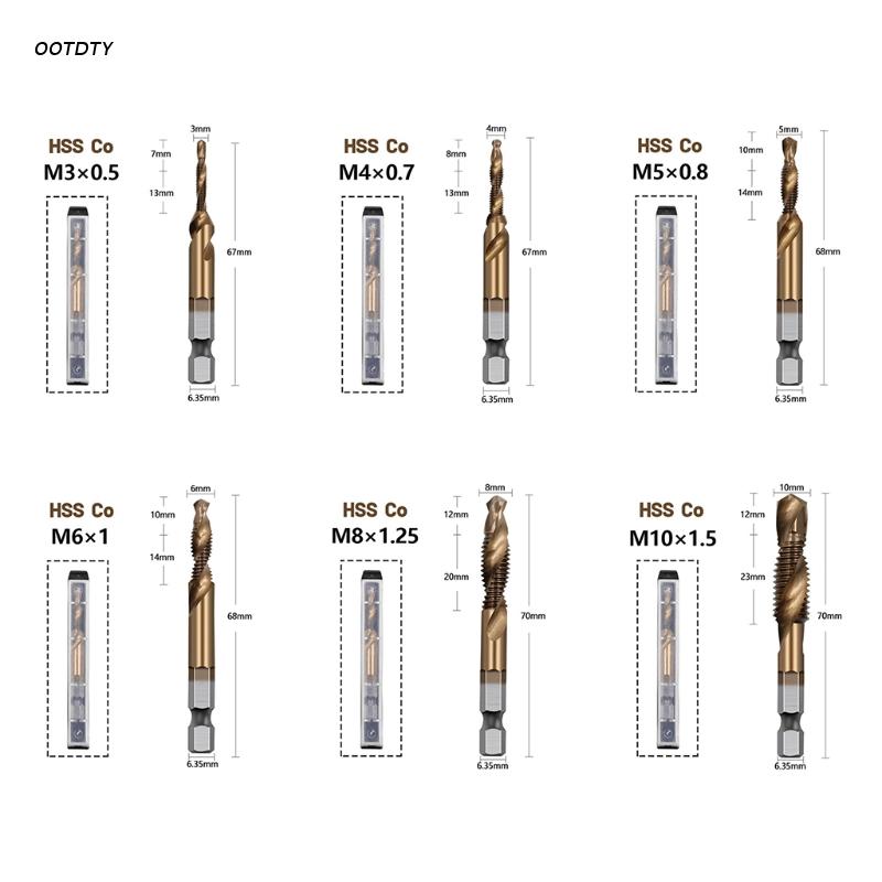 Drill Bit Set 1/4 Inch Hex Shank Tap Drill Bit Set M3/ M4 /M5 /M6 /M8/ M10 Tap Drill Bit Titanium Plated Metric Tap