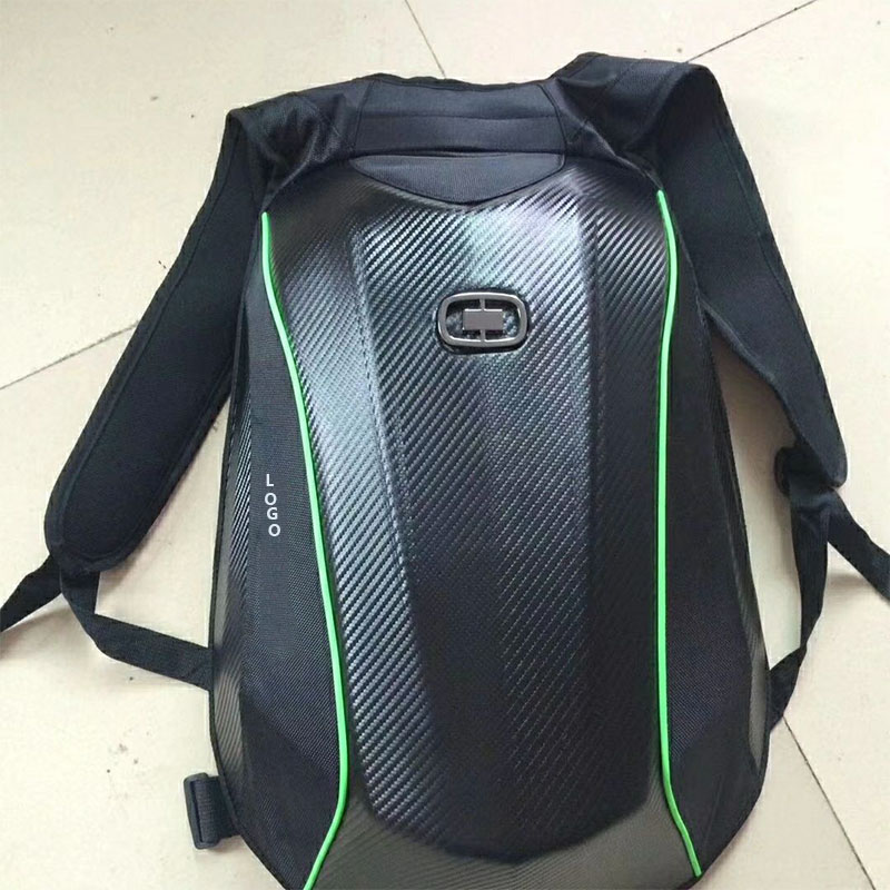 48L Expandable Waterproof Motorcycle Hard shell backpacks MX Motocross carbon fiber backpack Moto Racing bags Computer bag LOGO: Orange