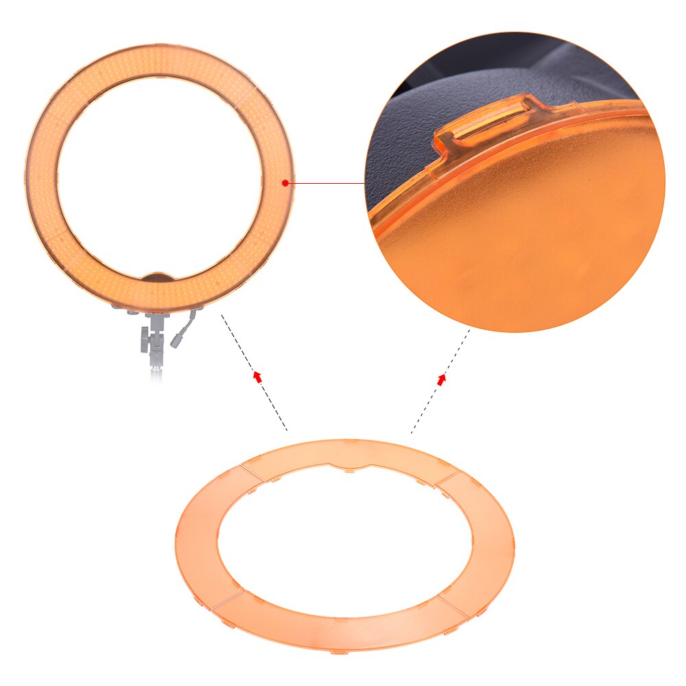 Andoer orange flash speedlite licht kit kleur filter voor neewer 600w5500k ring flitslicht andoer la-650b la-650d fa-75d fa-75c