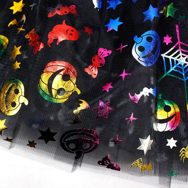 Tutu Rock Mädchen Halloween 3 Schichten Tutu Rock Bunte Kürbis Spinne Schädel Tüll Kostüm Neue