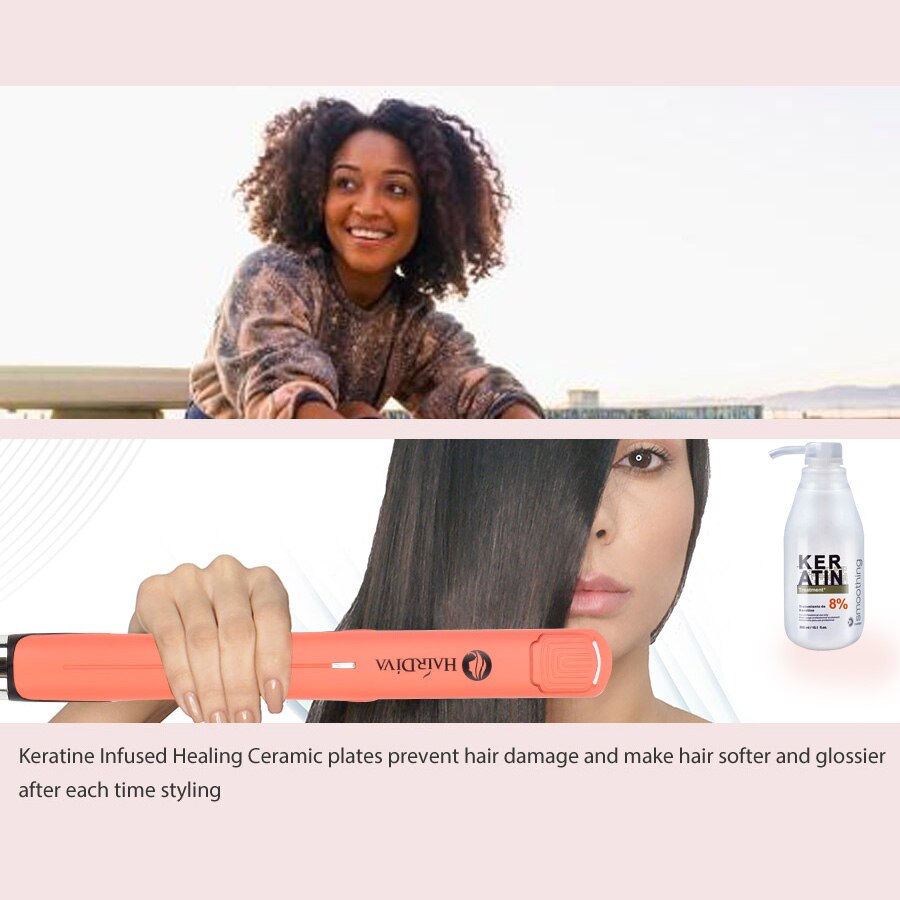 HairDiva 240C 470F planchas de pelo con queratina plancha de pelo 43/5000 Placas calefactoras nanocerámicas de calentamiento instantáneo