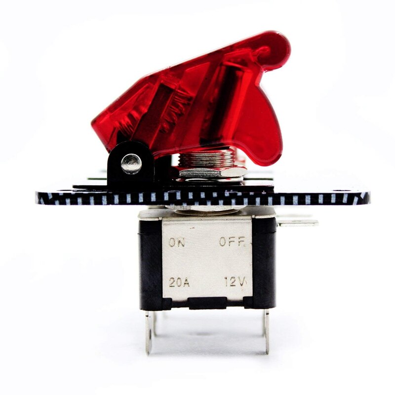 12V Toggle Switch Racing Ignition Engine Relays Switches Carbon Fiber Surface Panel Car with LED Indicator,Red