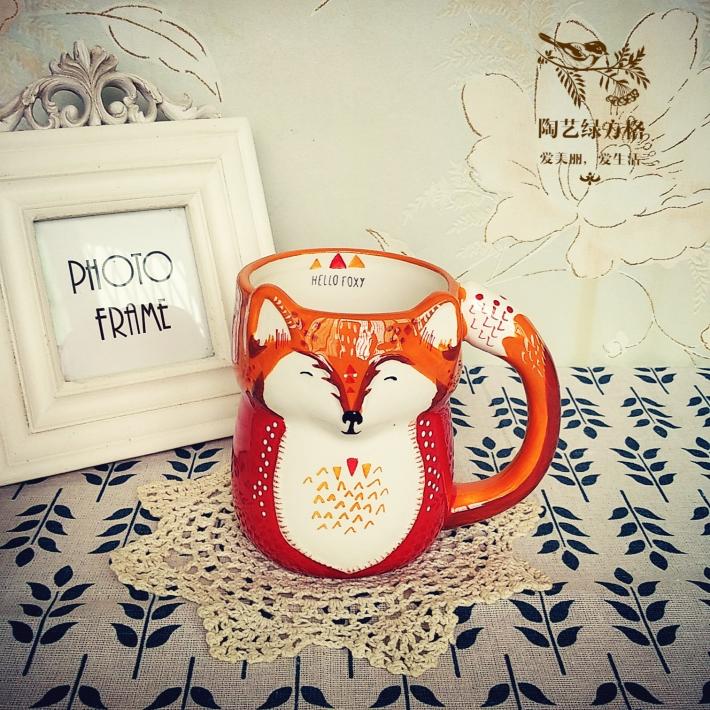 550ml Cartoon Cute Fox Ceramic Coffee Cup Large Ca... – Grandado