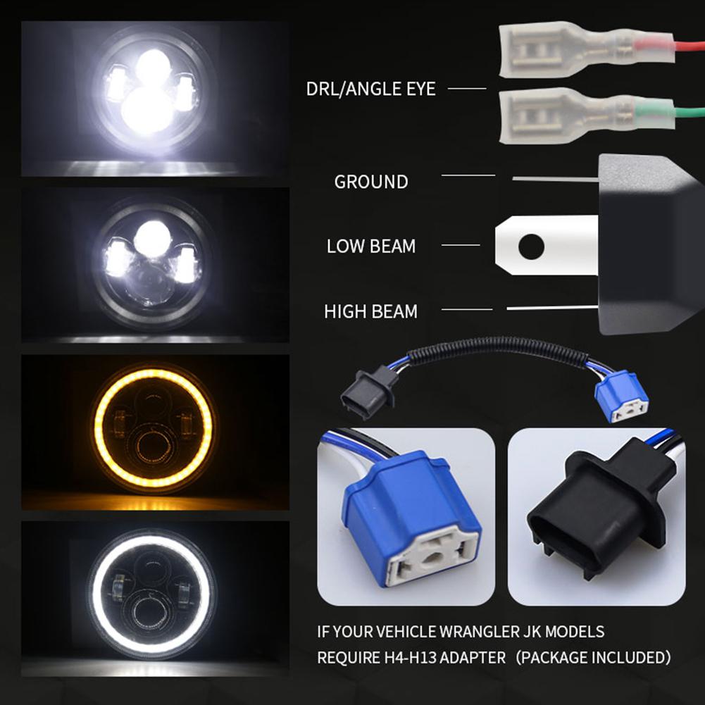 Himiss 7 Inch 140W Led Koplampen Halo Hoek Eye Voor Jeep Wrangler Cj Jk Lj 97-17