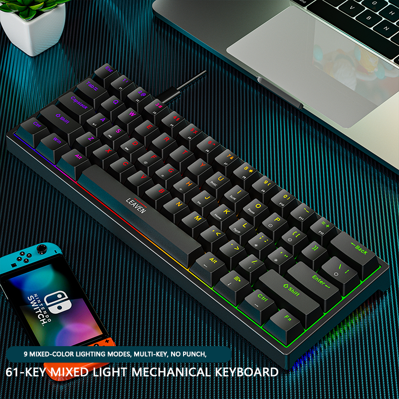 K620 mini teclado mecânico para jogos 61 teclas rgb hotswap tipo-c teclado para jogos com fio pbt teclas 60% teclados ergonômicos
