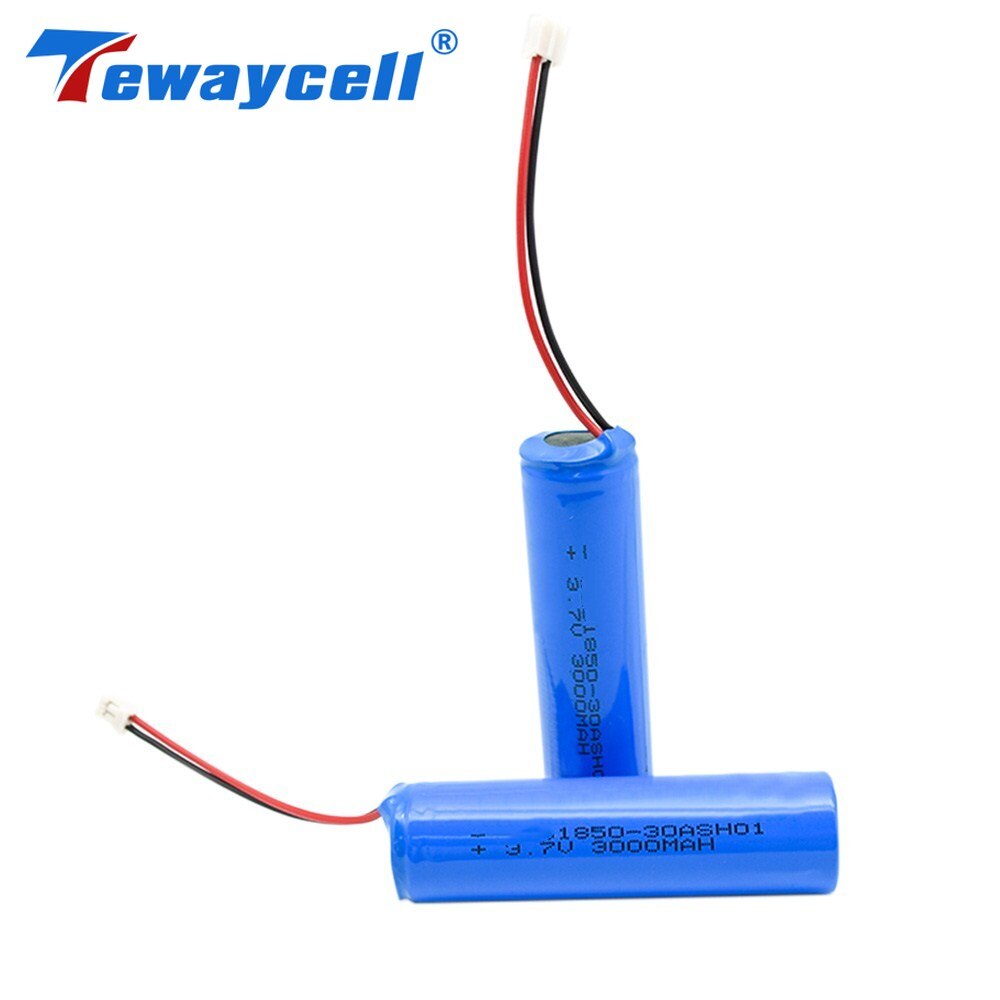 Tewaycell 3pcs Lithium Ion Battery 18650 3.7v 3000mah 18650 Bulk with Pcb Wires Connector