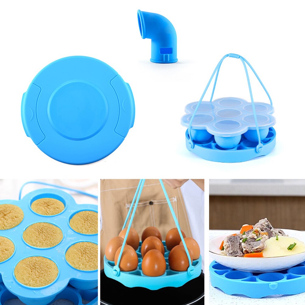 4pcs/set Pressure Cooker Accessory Kitchen With Lid Assist Food Box Silicone Steamed Eggs Rack Lifter Safe Vent Home Tools