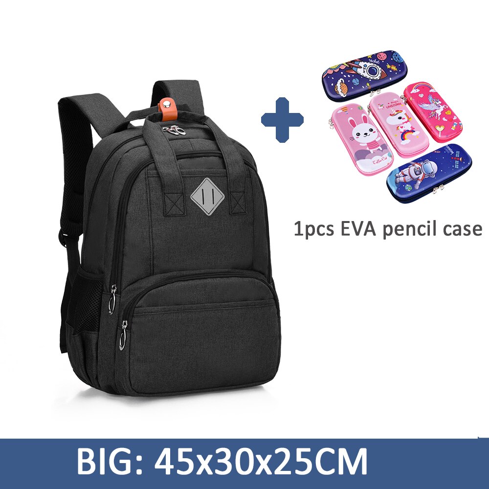 Mochila escolar para adolescentes, Kit de estuche de lápices para estudiantes universitarios, bolso escolar diario con caja de bolígrafos, Mochila de ocio para niños y niñas, 6384: Black S(Pencil case)