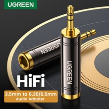 Ugreen 3.5mm til 6.5mm 6.35mm 1/4 adapter gullbelagt leie kobber 6.5mm hann til aux hunn til jack mono adapter lydkontakt