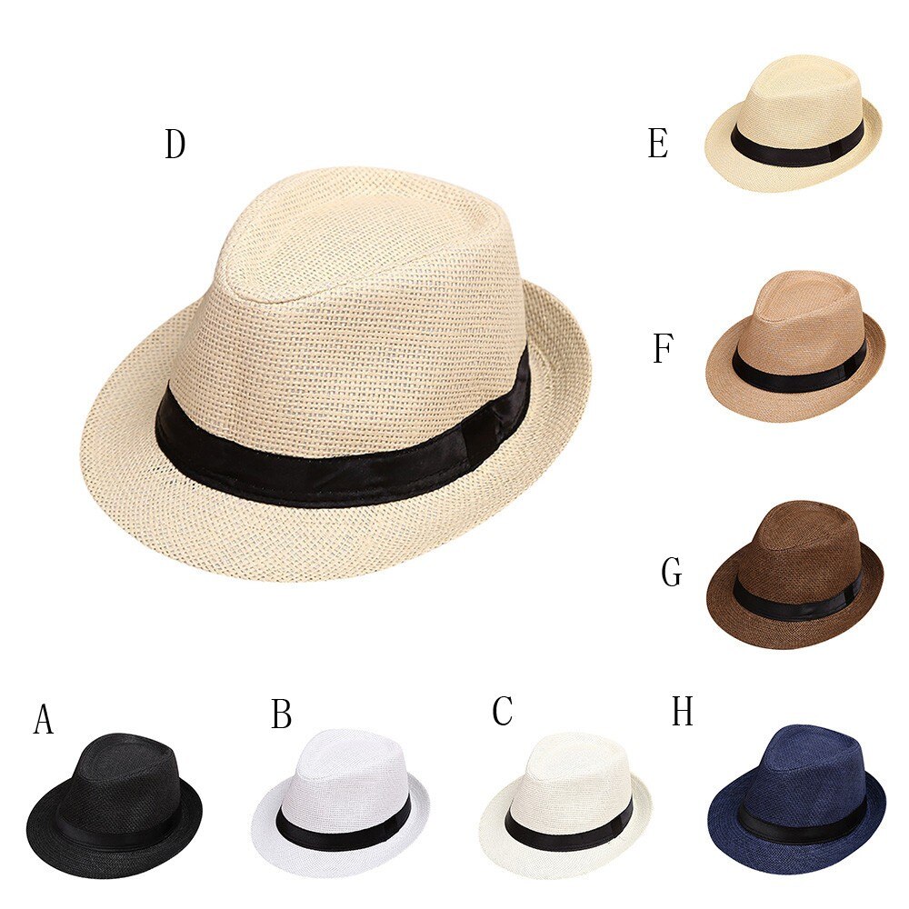 Dei Capretti dei bambini Della Spiaggia di Estate Cappello di Paglia di Jazz Panama Trilby Cappello di Fedora Gangster Cap outdo