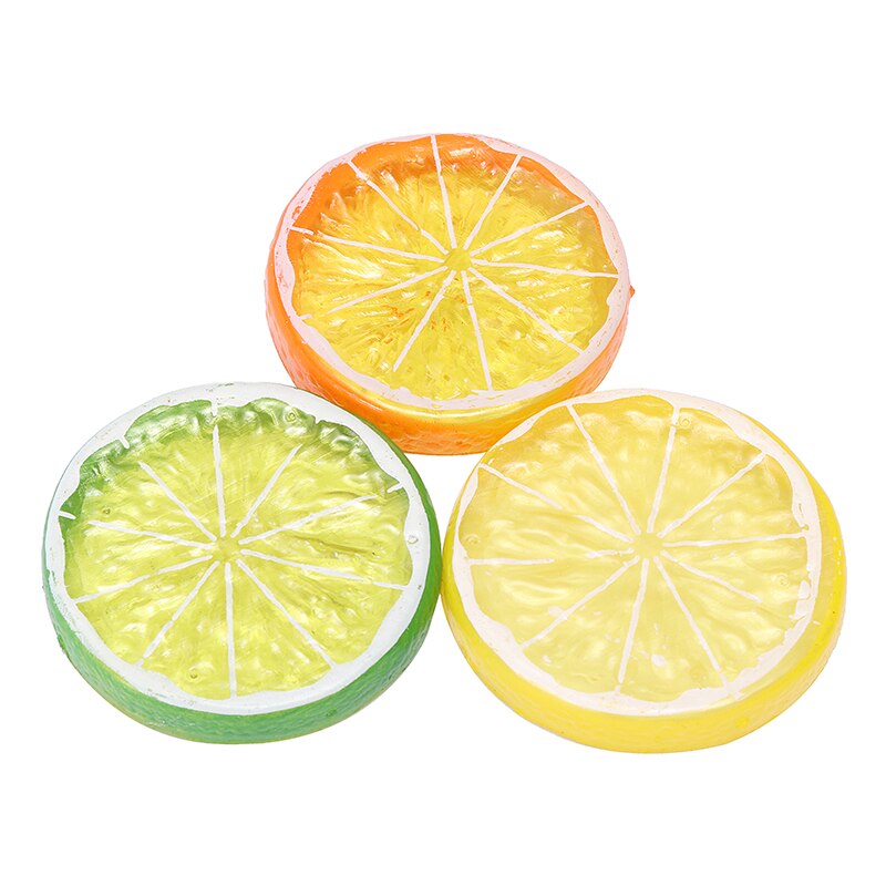 10pcs 5cm Artificial Lemon Slice Plastic Simulation Fruit Lemon Slice for Home Party Kitchen Decor Scenes Props