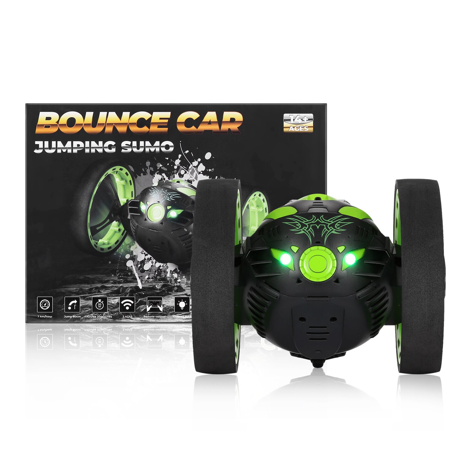 Min Bounce RC Auto 2.4 GHz Draadloze RC Springen Auto met Flexibele Wiel Rotatie LED Licht Leuke Muziek cool Speelgoed voor Kids