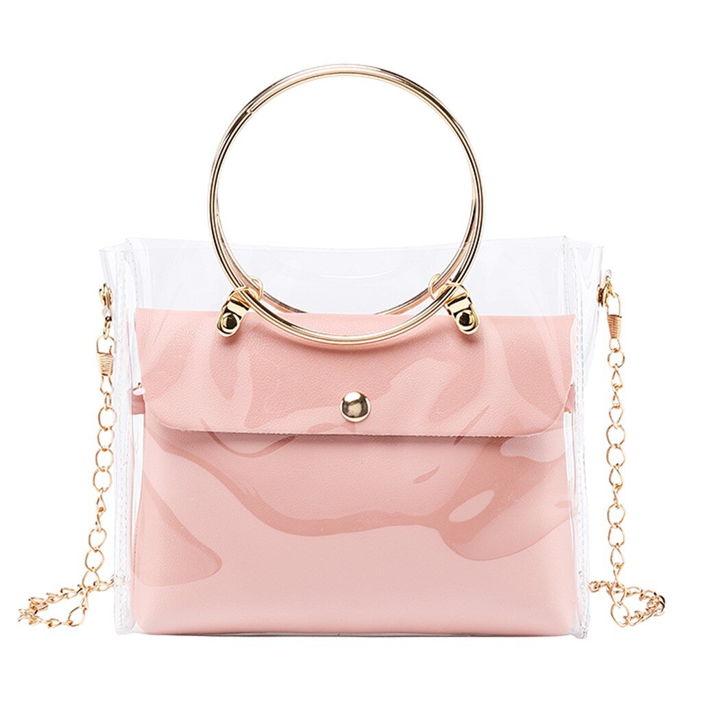 sac à main de luxe femmes Transparent sac seau clair PVC gelée petit sac à bandoulière femme chaîne bandoulière sacs de messager # YL5: Rose