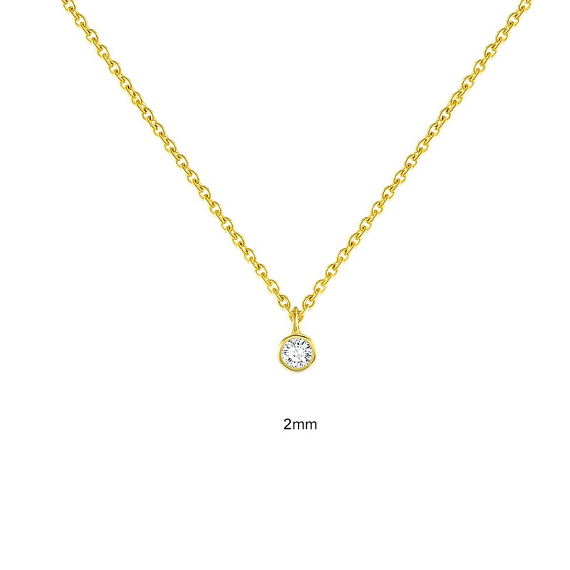 Aide-Collares con colgante de circón redondo brillante para mujer, de Plata de Ley 925, Gargantilla de cadena, collar llamativo, de joyería