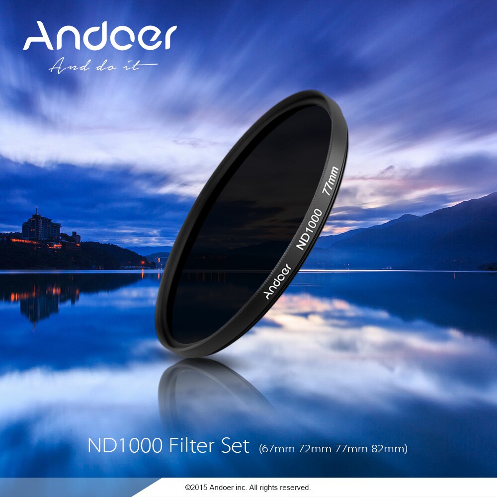 Andoer 67 72 82mm ND1000 10 Stop Fader filtre à densité neutre pour Nikon Canon DSLR objectif de l'appareil photo ND filtre