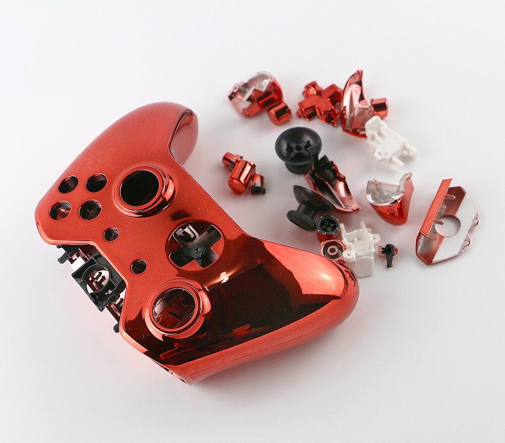 1set di Ricambio Chrome Completa Borsette E Bottoni Mod Kit per Xbox Un Controller Custom Alloggiamento Della Copertura Per Xbox One: H full set red