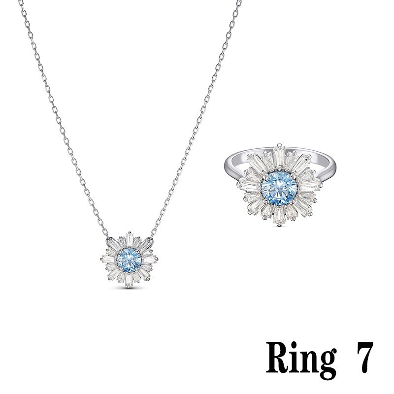 Fashionable SUNSHINE Blue Crystal Necklace Jewelry Simple and for Girlfriend Birthday Memorial Best: 19