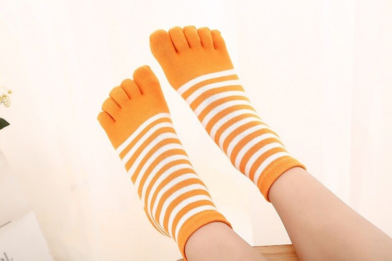 4-12Y Jungen Mädchen lässig Sport Atmungs Fünf-Zehe Socke für freundlicher Socken Mehrfarbig Baumwolle gestreift freundlicher-Finger Kleidung zeug: Orange / 9-12 Jahre