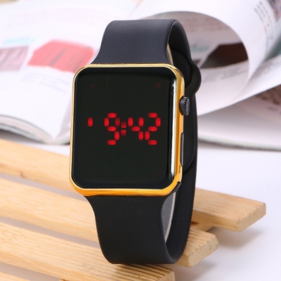 Studenten kijken naar mannen, led digitale horloges, vrouwen, elektronisch horloge, studenten, sporthorloges, siliconen, vierkant horloge, kinderhorloge, klok