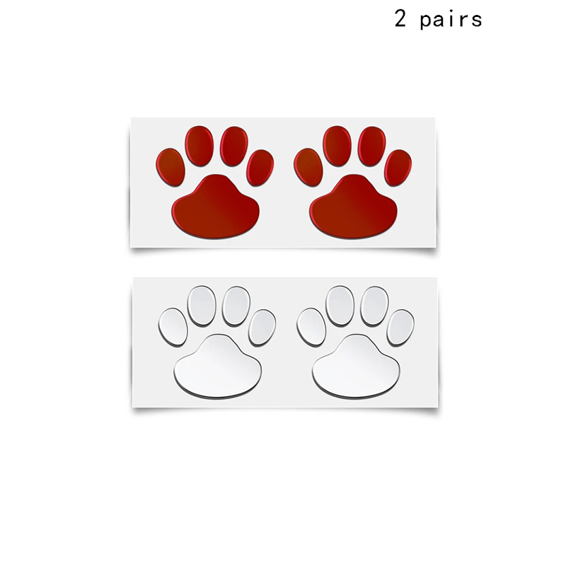 4Sheet Car Stickers Decals Paw 3D Animal Dog Cat Foot Prints Decal Car Motocycle Sticker Car Accessories: Gold