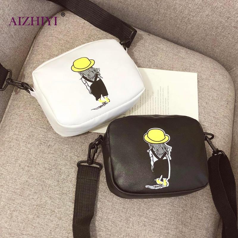 Mulheres dos desenhos animados impressão praça bolsas de ombro mensageiro casual couro do plutônio feminino crossbody sacos bolsa feminina mujer