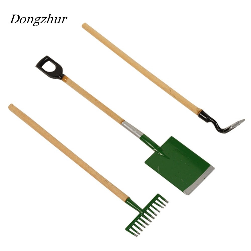 Dongzhur Garden tools 3 pieces 1:12 dollhouse simulation model Potted Plants Maintenance Outdoor garden furnishings toy