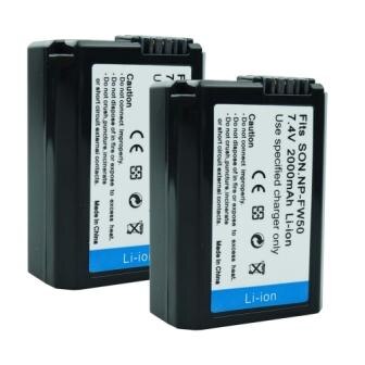 2000mAh NP-FW50 NP FW50 Batterij + LED USB Dual Charger voor Sony Alpha a6500 a6300 a7 7R a7R a7R II a7II NEX-3 NEX-3N NEX-5: 2PcsNPFW50Battery