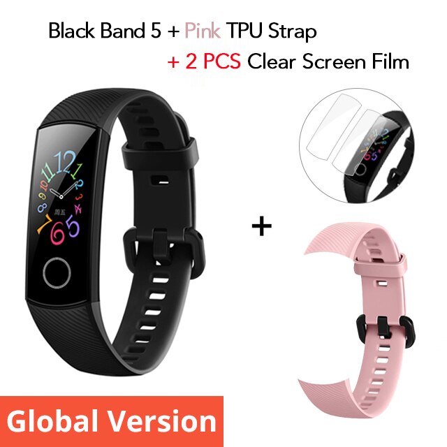 Huawei Honor fascia 5 Versione Globale smartband AMOLED Huawei smartwatch cuore rabbia ftness sonno tracker nuoto sport trakcer gps: GV N Pink Strap