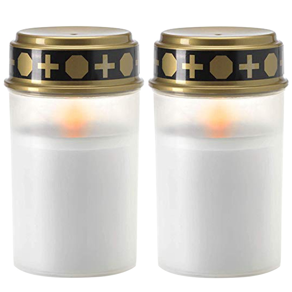 2pcs Led Candle Lamp Solar Powered Flameless Waterproof Grave Decoration Home Cemetery Ritual Electronic Festival Energy Saving