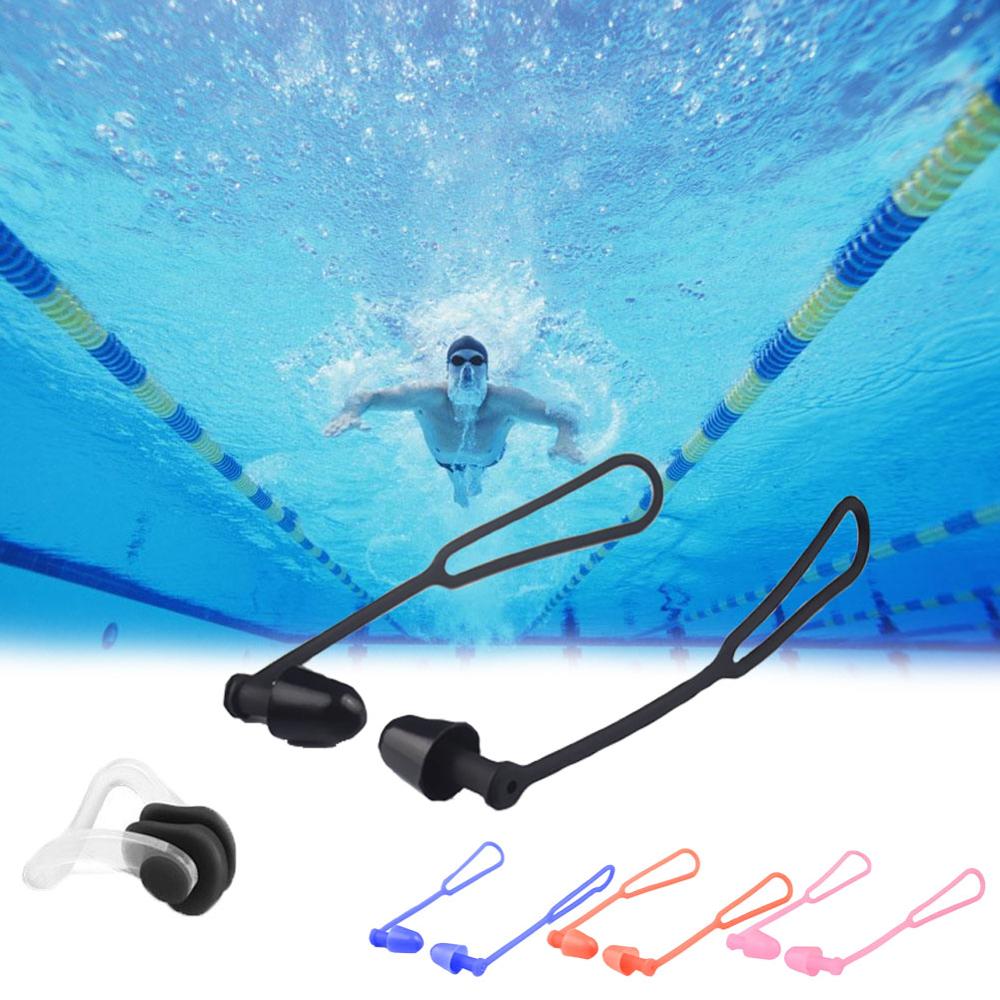 Svømmende ørepropper vanntett neseklips forhindrer vannstøyreduserende øreplugg mykt silikon svømmetur