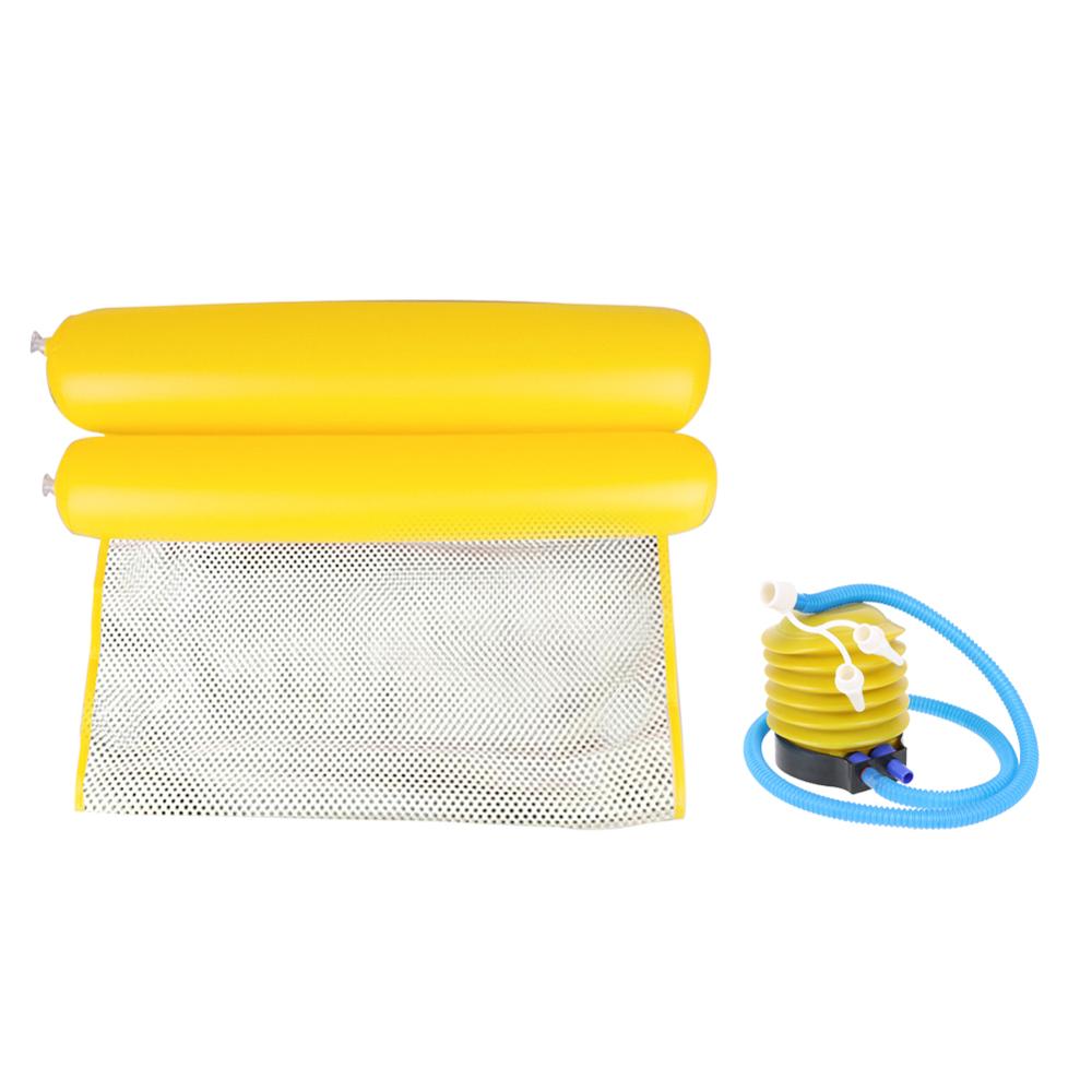 Hamaca de agua plegable de verano para exteriores, colchón de aire inflable individual, piscina, playa, tumbona flotante para dormir: Air Pump Yellow