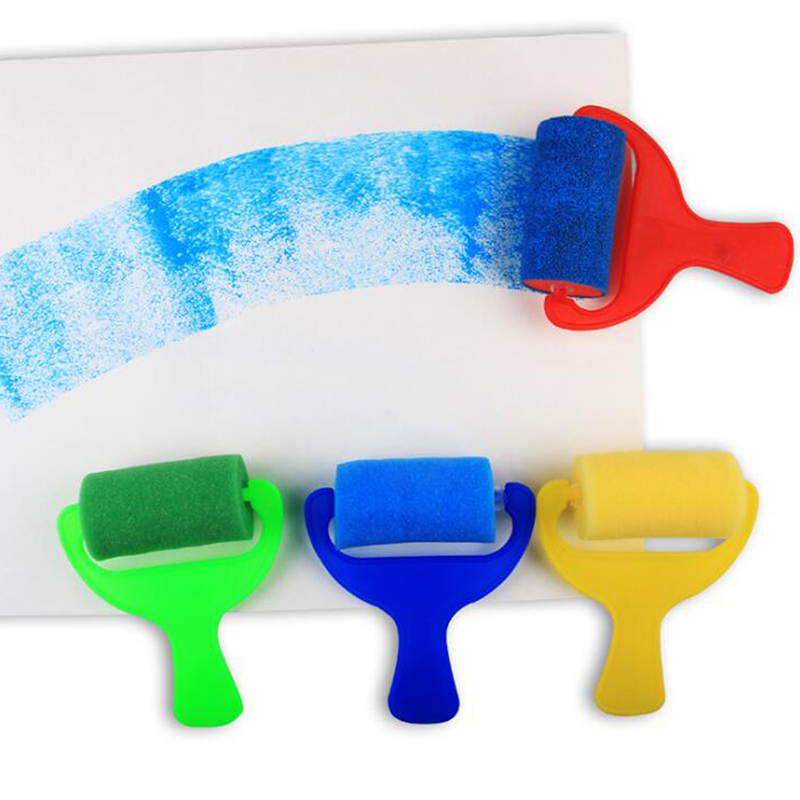 4 Uds DIY niños bebé educativo esponja rodillo Graffiti pintura pincel colorido sello sellos herramienta de juguete