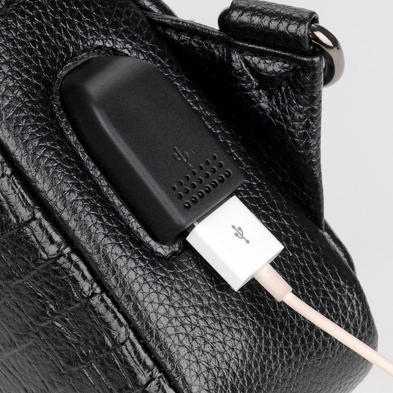 hommes sac de poitrine sac Messenger en cuir USB chargement coffre Pack Alligator décontracté sac à bandoulière homme Crocodile motif sacs à bandoulière