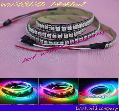 1 M Black PCB WS2812 RGB LED Strip, WS2812B 1 M 144 Led, individuele Adresseerbare 5 V