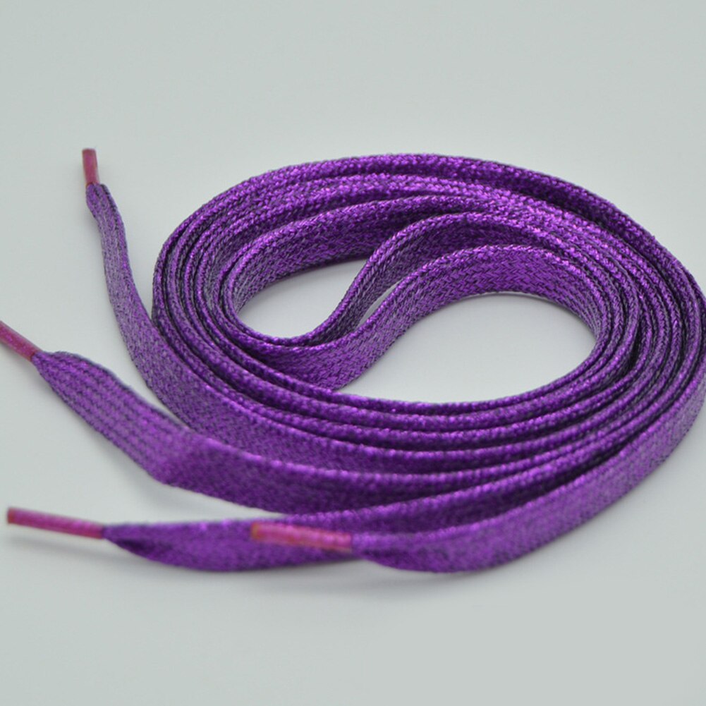 Cordones de hilo dorado y plateado brillante para zapatillas deportivas, cordones planos para correr, cordones de zapato colorido para hombre y mujer, 1 par: deep purple