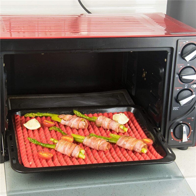 Large Red Pyramid Raised Cone Shaped Silicone Mat Baking and Roasting Superb Non-Stick Food Grade Silicone for Oven Grilling BBQ