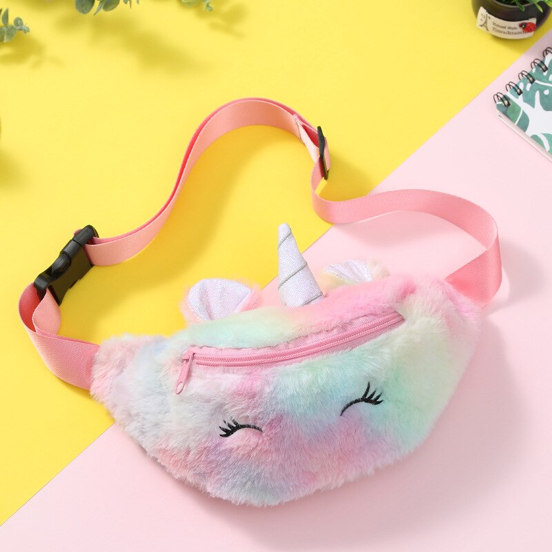 Sac à main licorne en peluche, sac messager à bandoulière de dessin animé pour filles et étudiants, sac de poitrine mignon pour enfants d'hiver: B