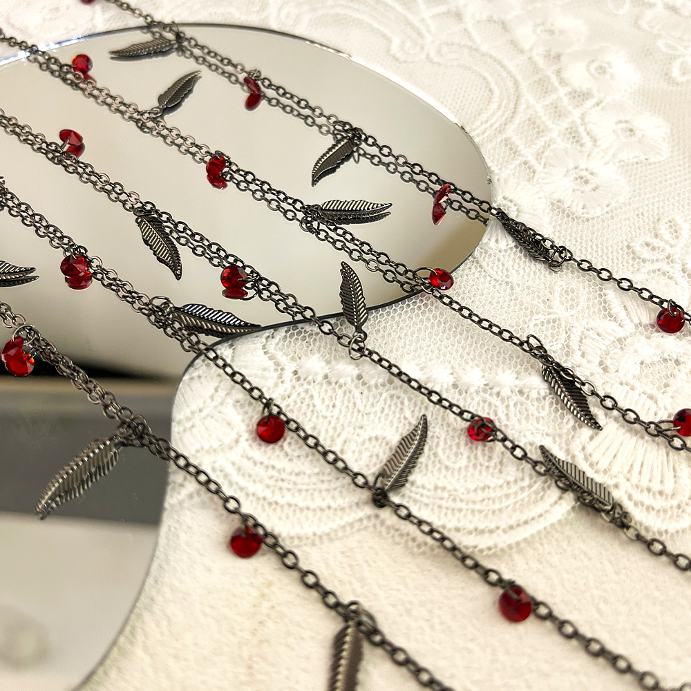 0,5 metros, 1 metro, 2 metros, cadena con cuentas de cristal rojo, cadena de eslabones con dijes, cadenas de cobre, DIY, collar, pulsera, tela, fabricación de joyas: 12 mm / Caqui