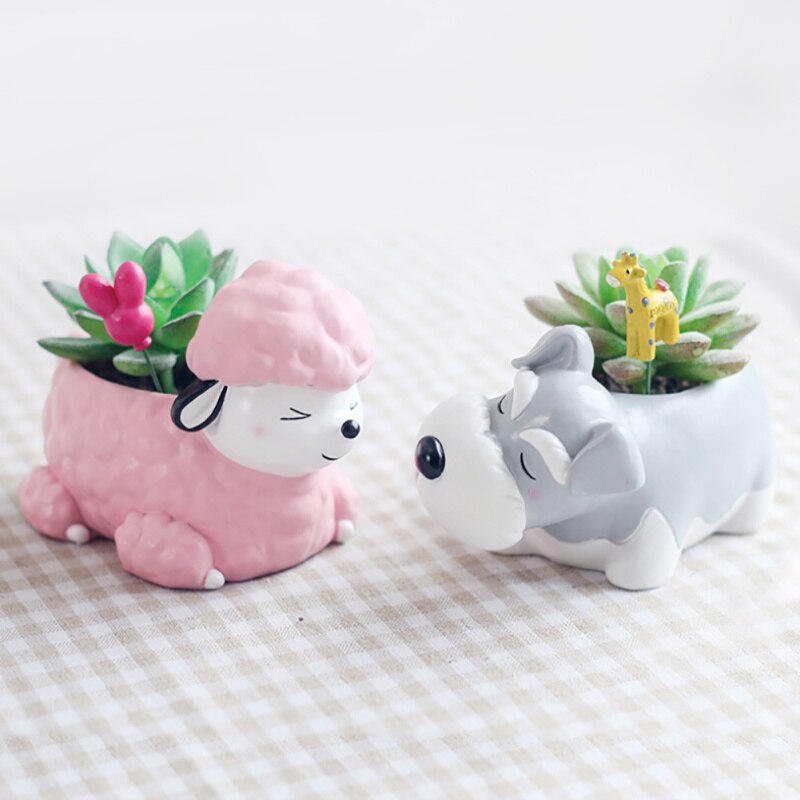 Cartoon Dogs Flower Vase Puppy Resin Planter for Succulents Cute Corgi Flower Pot Desktop Garden Bonsai