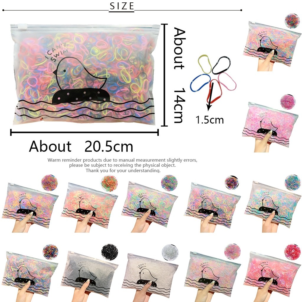 1000pcs/Pack Elastic Hair Bands Girls Colorful Hair Rope Small Disposable Rubber Bands Ponytail Holder Hair Accessories